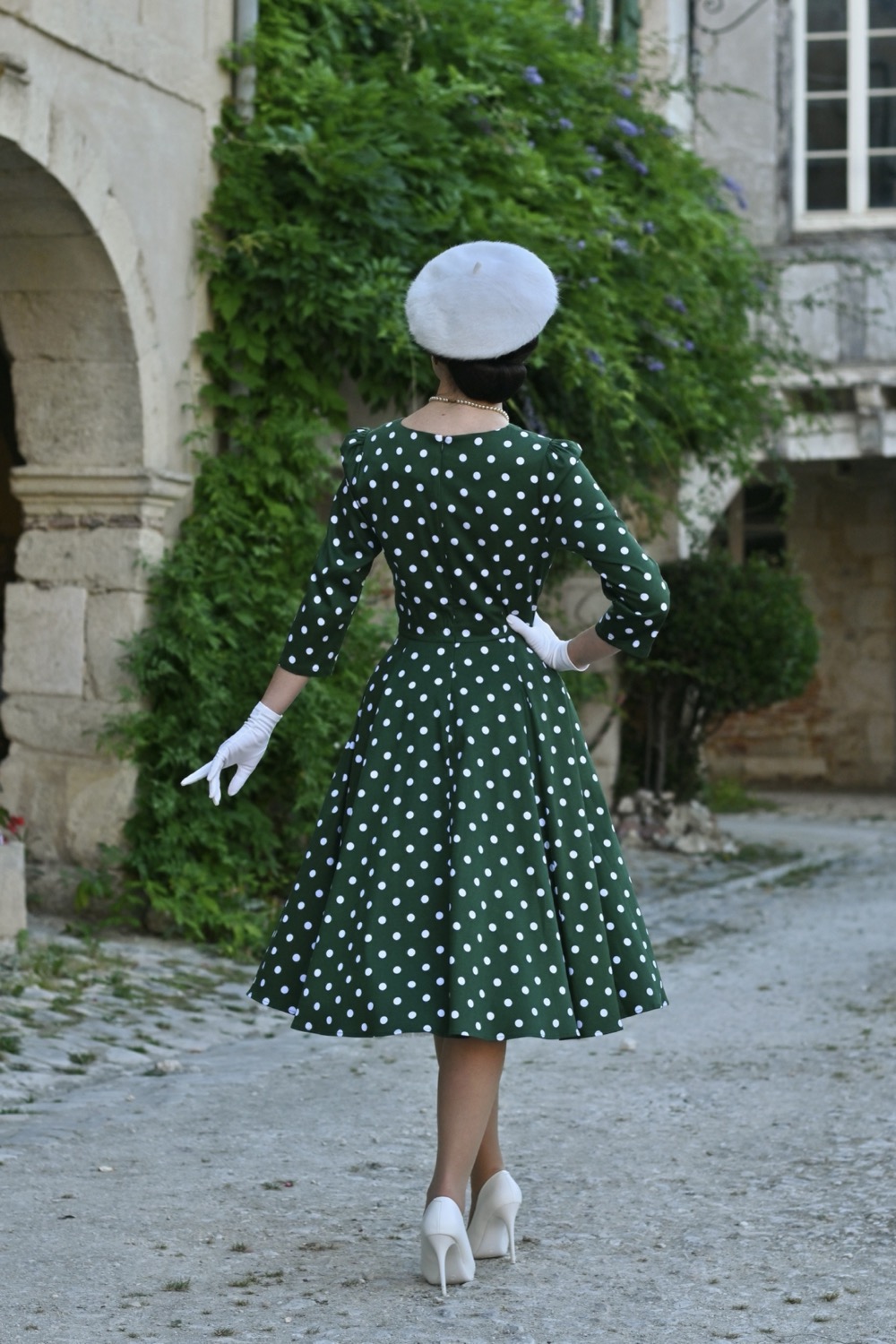 Savannah Green Polka Dot Swing Dress in Extended Sizing